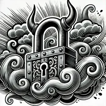 A lock in front of dramatic clouds